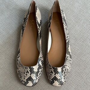 Elorie Snake-Print Ballet Flats in Neutral Tones